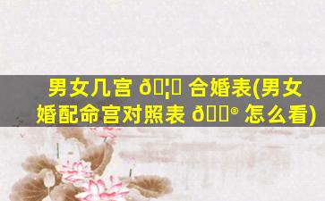 男女几宫 🦍 合婚表(男女婚配命宫对照表 💮 怎么看)